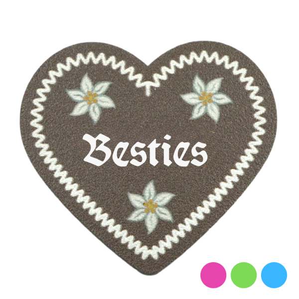 "Bestie-Anstecker in Lebkuchen-Optik - erhältlich bei Glubbal.shop"
